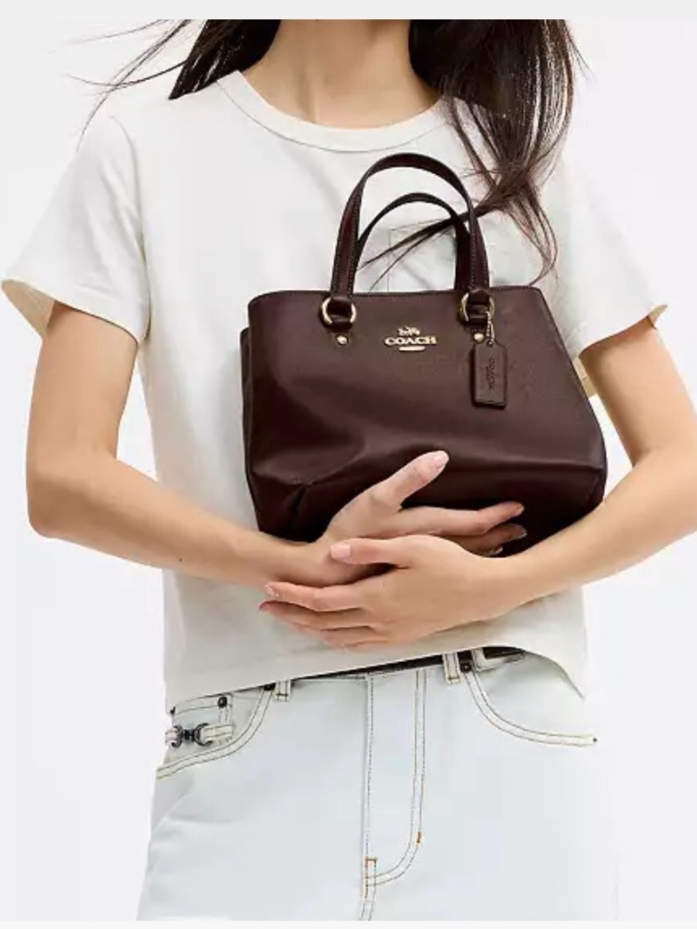 COACH - Mountain Crossgrain Leather Station Carryall in Maple/Gold - Picture 6 of 16